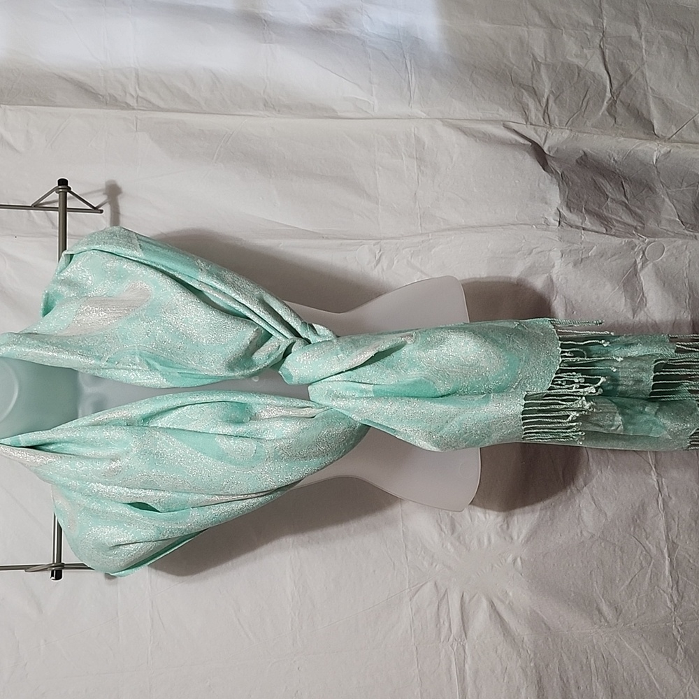 NWOT Beautiful light teal&silver scarf/wrap.